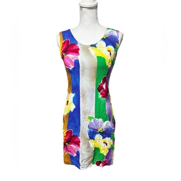 Jams World XS Bloemen Print Tank Dress Back Zip Sleeveless Hawaiian - Picture 1 of 5